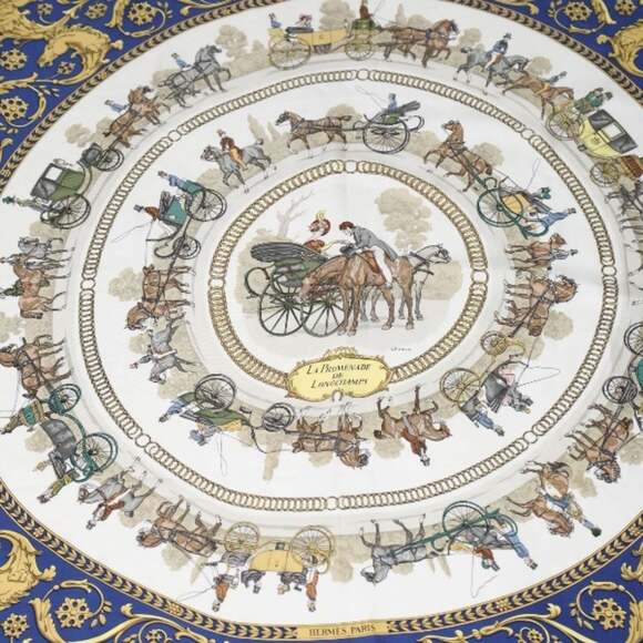 HERMES Authentic Blue Silk Scarf - Picture 2 of 5